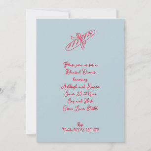 Invitación Retro Blue & Red Baguette Ensayo Cena