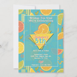 Invitación Retro Blue Summer Citrus Fruit Birthday