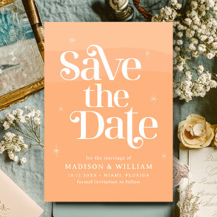 Invitación Retro Boda Peach Save the Date