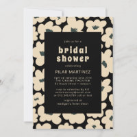 Retro Boho Black Floral Bridal Shower