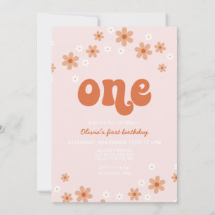 Invitación retro boho cumpleaños uno margarita