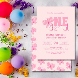 Invitación Retro Boho Cute Mariposa Niños Primer Cumpleaños R