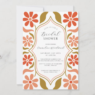 Invitación Retro Boho Flores Bridal Shower