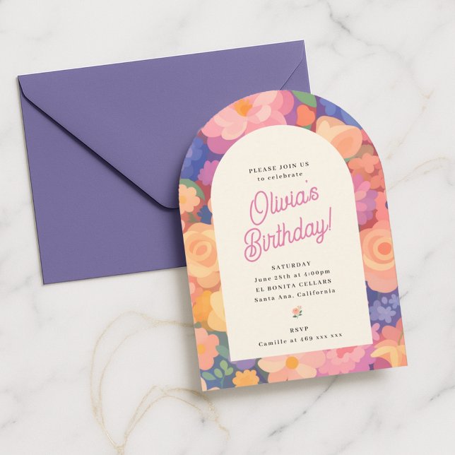 Invitación Retro Boho Flower Party Invite (Subido por el creador)