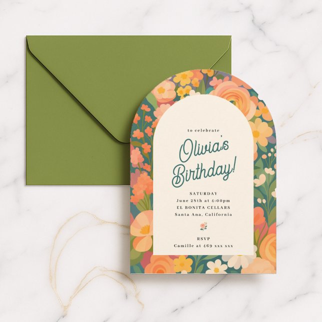 Invitación Retro Boho Flower Party Invite (Subido por el creador)