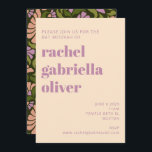 Invitación Retro Boho Green Botany Groovy Bat Mitzvah<br><div class="desc">Añade un ambiente retro de groovía a tu mitzvah murciélago con estas divertidas invitaciones de boho ruboso,  lavanda y fiesta floral verde.</div>