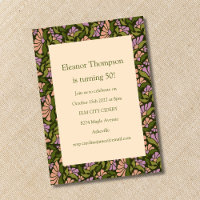 Retro Boho Green Cute Floral Simple 50 cumpleaños