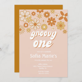 Invitación Retro Boho Groovy Un Boho Primer Cumpleaños
