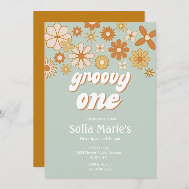 Invitación Retro Boho Groovy Un Boho Primer Invitati (Anverso / Reverso)