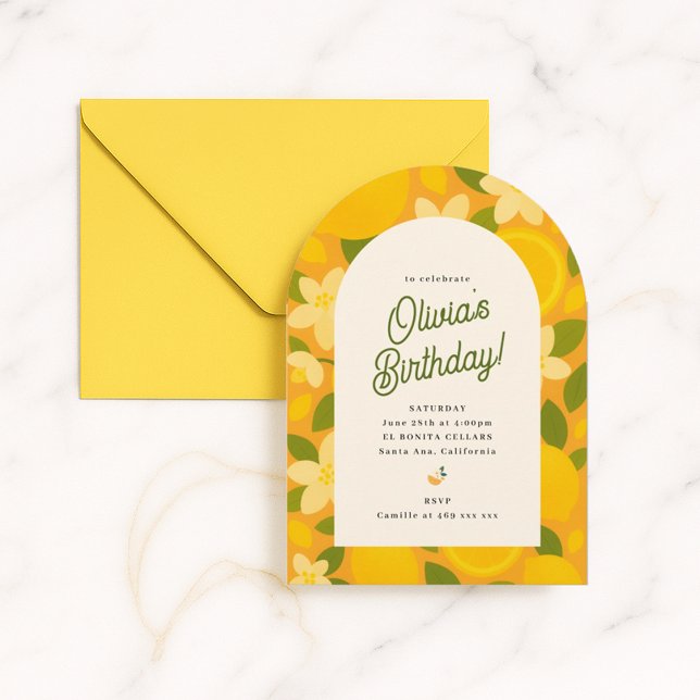 Invitación Retro Boho Lemon Flower Party Invite (Subido por el creador)