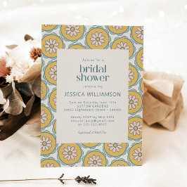 Invitación Retro Boho Mandala Floral Pastel Ducha de novias