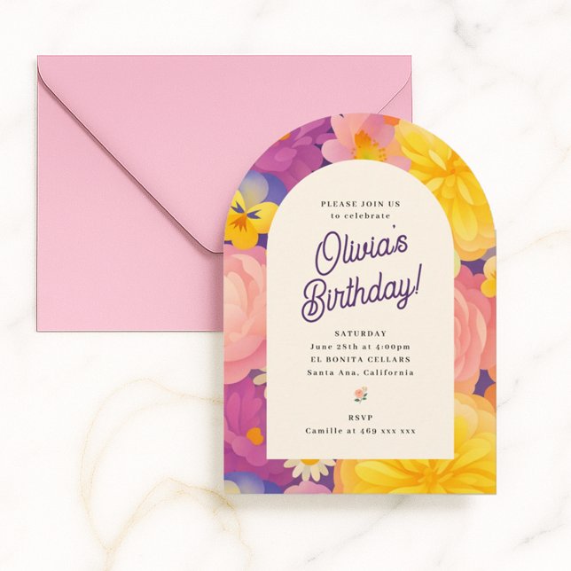 Invitación Retro Boho para Fiesta Floral (Subido por el creador)