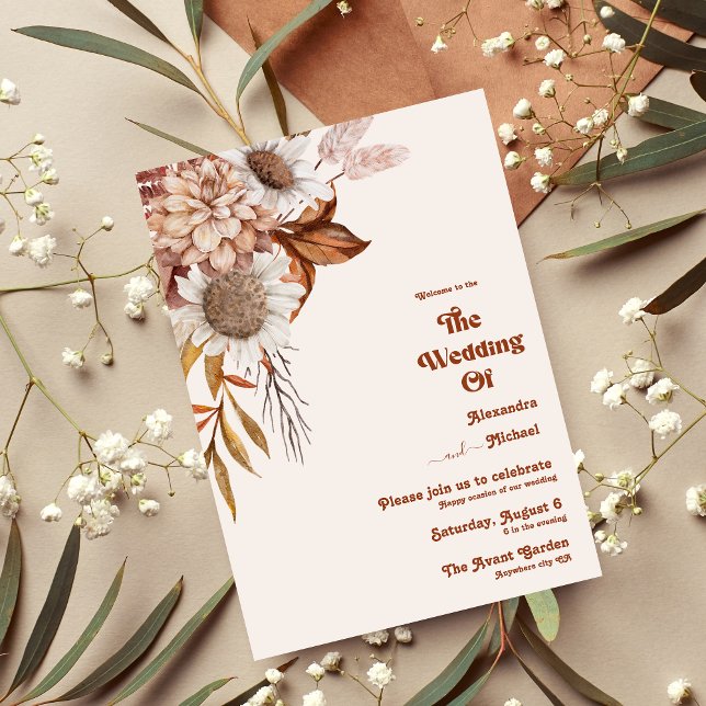 Invitación Retro Boho Terracotta Quemada Naranja Boda Invita (Subido por el creador)