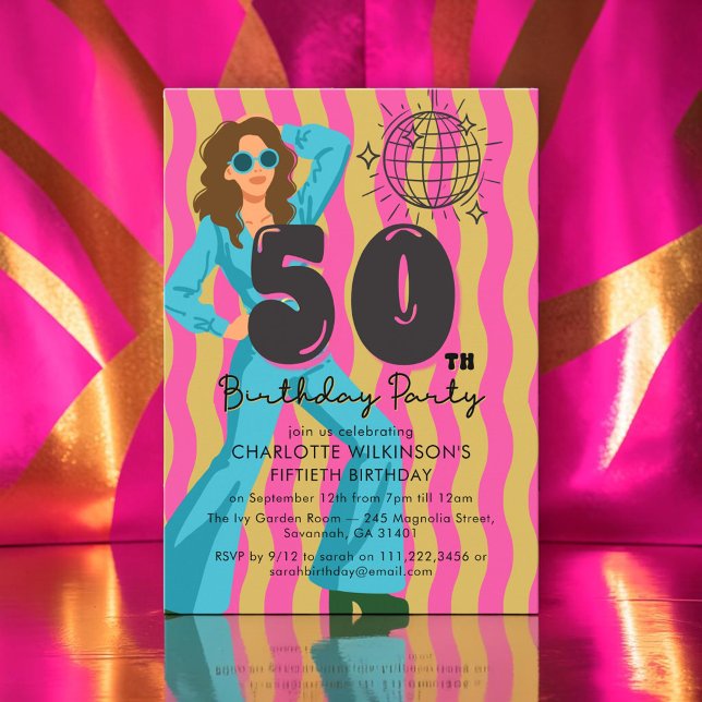 Invitación Retro Bola de Discoteca Años 70 Cumplea (Subido por el creador)