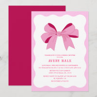 Retro Bow Rosa Lilac Moda Curva Wavy Bridal Shower