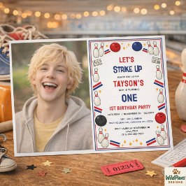 Invitación Retro Bowling 1st Birthday Party – Fun Kids