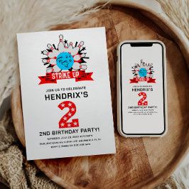 Invitación Retro Bowling Kids 2ND Birthday Party