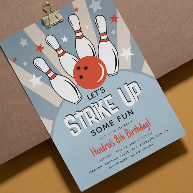 Invitación Retro Bowling Niños Fiesta de cumpleaños (Subido por el creador)