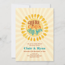 Retro Boy Baby Shower, aquí viene el hijo