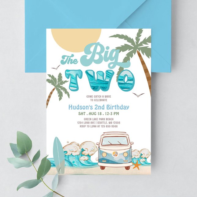 Invitación Retro Boy El Gran DOS Cumpleaños de Surf 2º Fiesta (Subido por el creador)