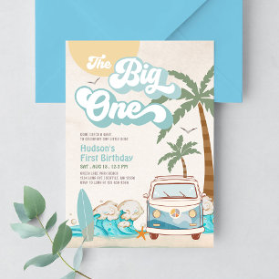 Invitación Retro Boy El Gran Surfing Primer Fiesta