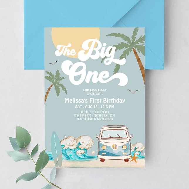 Invitación Retro Boy The Big One Surfing Cumpleaños 1 (Subido por el creador)