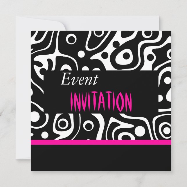 Invitación Retro Bright Pink Wild White (Anverso)