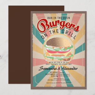 Invitación Retro Bun On The Oven Burger BBQ CO-ED Baby Shower