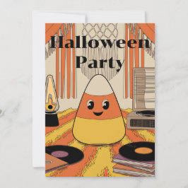 Invitación Retro Candy Corn Halloween Party Groovy Invitation