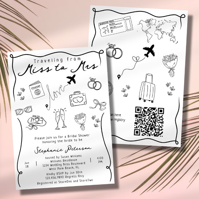 Invitación Retro Caprichoso De Señorita a Señora Código QR De (Subido por el creador)