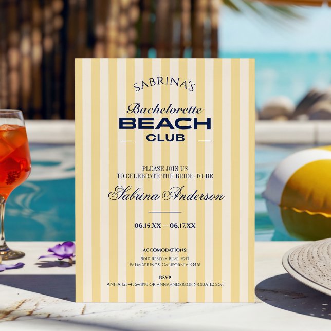 Invitación Retro Chic Beach Club fin de semana de despedida d (Subido por el creador)