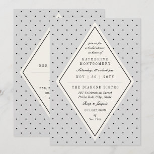 Invitación Retro Chic Lunares Elegante Ducha de Novia de Diam
