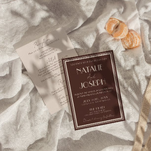 Invitación Retro Chocolate Marrón Dinero Antiguo Todo en Uno 