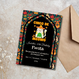 Invitación Retro Cinco De Mayo - Aniversario del gato bonito