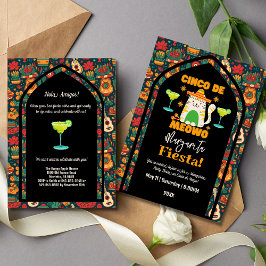 Invitación Retro Cinco De Mayo- Un gato Margarita Fiesta