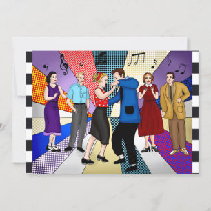 Invitación Retro Cincuenta Años Temáticos Cumpleaños