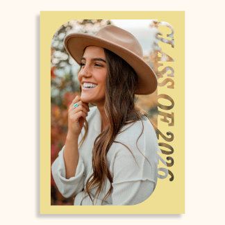 Invitación Retro Class Of 2026 Photo Minimalist Citrus