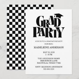 Invitación Retro Class of Congrats Graduation Black