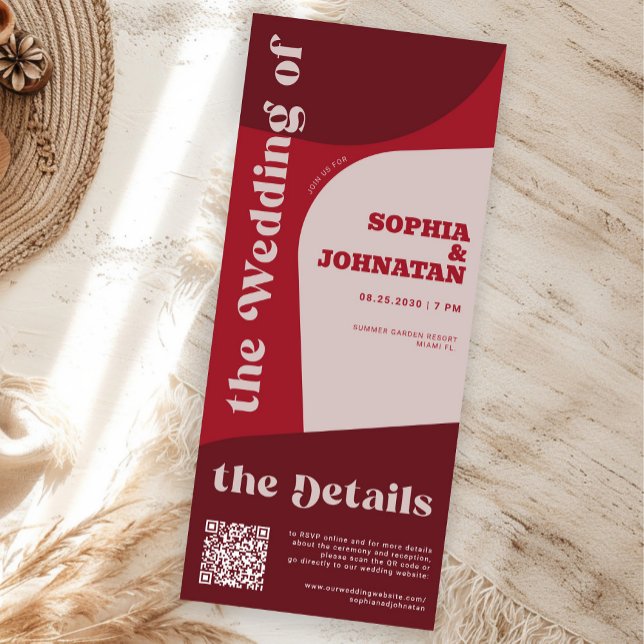 Invitación Retro colorful whimsical QR rsvp details wedding (Subido por el creador)