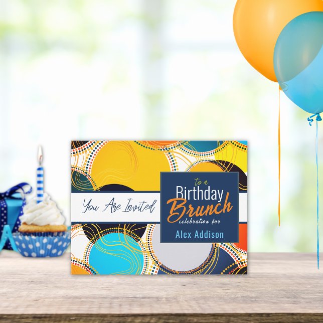 Invitación retro colorida de brunch de cumpleaños  (Subido por el creador)