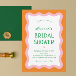 Invitación Retro Colorido Moderno Wavy Bridal Shower