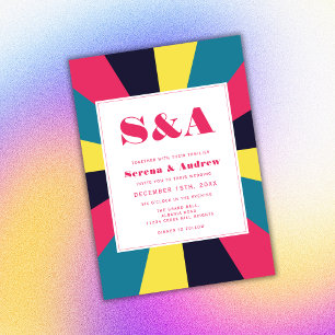 Invitación Retro Colorido Resumen Groovy Boda