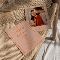 Retro Coral Hand Escribió Un Boda De Fotografía Ex