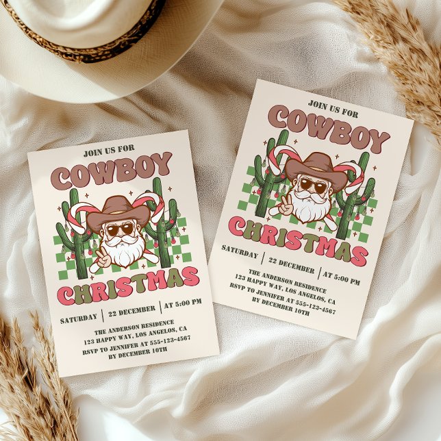 Invitación Retro Cowboy Christmas Party | Western Holiday     (Subido por el creador)