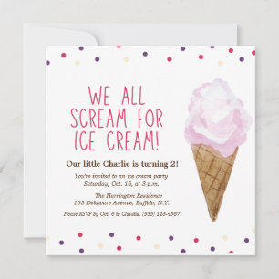 Invitación Retro Crema De Hielo Fiesta A Mano Ilustrado