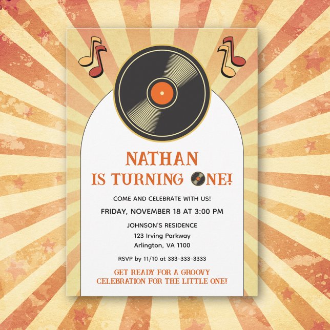 Invitación Retro Cumpleaños de niños 1er divertida fiesta de  (Subido por el creador)