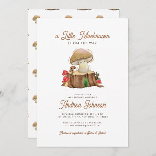 Invitación Retro Cute Kawaii Little Mushroom Baby Shower