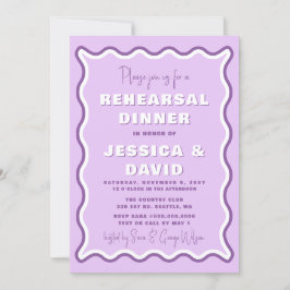 Invitación Retro Cute Wavy Púrpura foto ensayo Cena