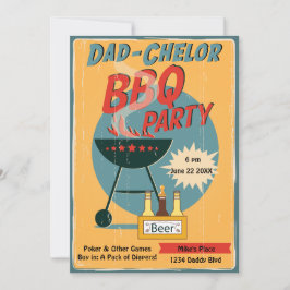 Invitación Retro Dad-Chelor BBQ Fiesta Baby Shower