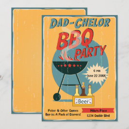 Invitación Retro Dad-Chelor BBQ Fiesta Baby Shower